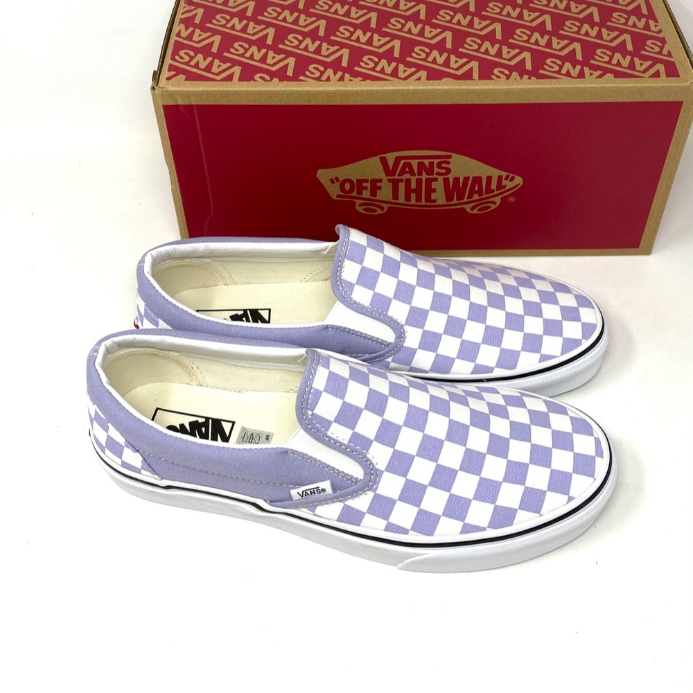 VANS Classic Slip On Checker Lavender Men’s Low Top Canvas Sneakers VN000XG8ARV - Picture 8 of 11